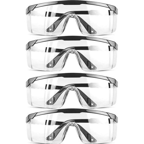 4er-Pack Schutzbrillen – Transparent und stoßfest – Kann über der normalen Brille getragen werden – Weites Sichtfeld – Schutzbrille (1/5)