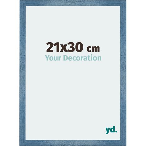 Your Decoration - 21x30 cm - Cadres Photo en MDF Avec Verre acrylique - Anti-Reflet - Excellente Qualité - Bleu Brillant Patiné - Cadre Decoration Murale - Mura. (1/5)