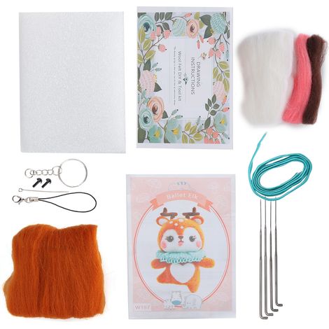 Needle Felting Kit Wool Chemical Fiber DIY Animal HandMade Toy Arts Crafts for Beginner(187 Ballet Deer ) (1/5)