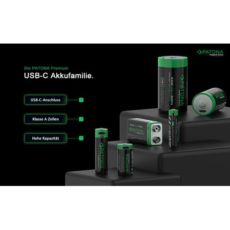 16x PATONA Premium USB-C AAA und AA Akkus Lithium (4x 4er Blister) (1/5)