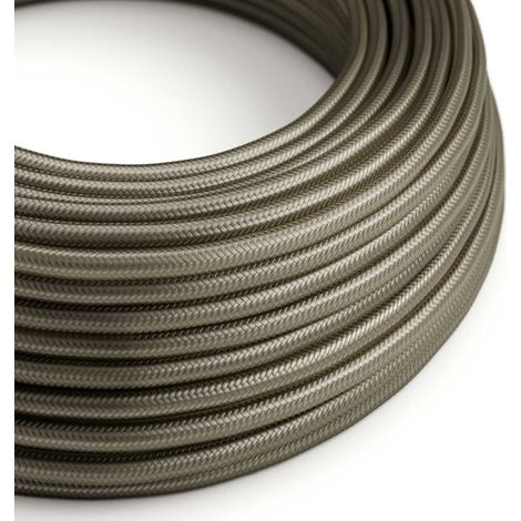 Creative-Cables, Cavo elettrico rivestito in tessuto, Sezione 2 x 0,75 mm², 50 m, Grigio Scuro RM26, Rotondo effetto seta