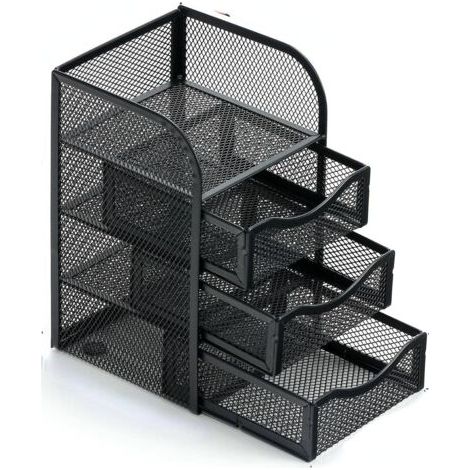 Boîte de rangement de bureau, boîte de rangement pour bureau, école, maison, fournitures quotidiennes, porte-stylo en fer forgé (1/5)