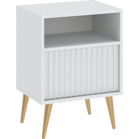 Table de chevet BARCELONA -1 Tiroir 1 Niche Blanc