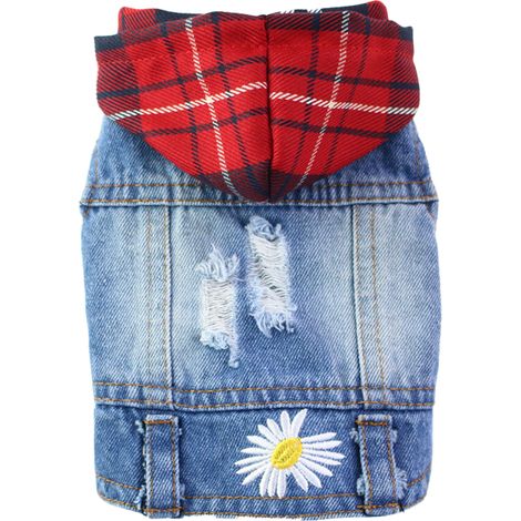 Veste en jean pour chien, manteau en denim bleu tendance, gilet à revers pour chiens de petite et moyenne taille, sweat à capuche classique pour chiot et animaux de compagnie (1/5)