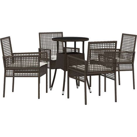 Maison Exclusive - Garten Essgruppe 5 pcs Braun Poly-Rattan