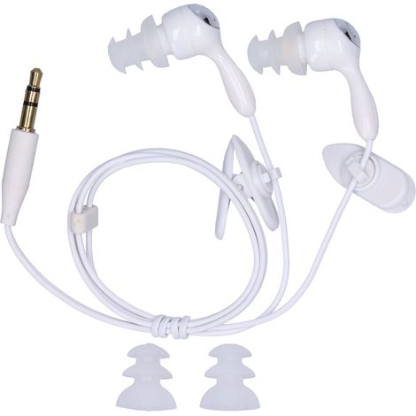Auricolari a conduzione ossea impermeabili con cuscinetti auricolari di ricambio, ideali per nuoto, corsa e surf, colore bianco. (1/5)
