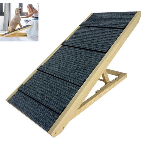 1 Rampe pour chien pliable hauteur réglable tapis antidérapant bois pin pour lit canapé