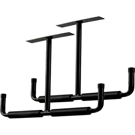 Crochets de rangement de plafond de garage en métal, crochets muraux, crochets utilitaires robustes pour échelle, vélo, bois, outils et autres articles encombrants (pack de 2, noir) (1/4)