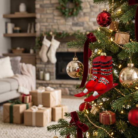 Pendaglio in vetro e poliresina per albero di Natale decorazione natalizia -Scarponi (1/4)