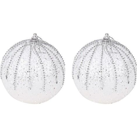 Lot de 2 boules décoratives à suspendre pour sapin de Noël, idéales pour les fêtes de fin d'année et les mariages.-10X10X10cm (1/2)