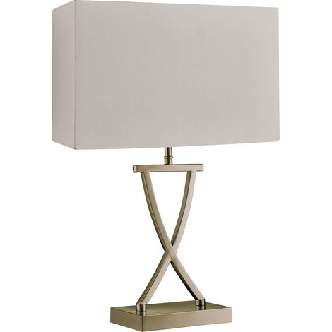Lampada Da Scrivania Contemporanea Club Acciaio Ottone Tessuto Bianco 1 Luce E14 (1/5)