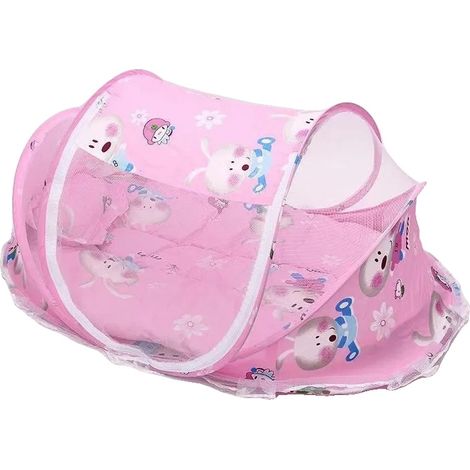 Mosquitera para bebé, diseño ligero para viajes, compacta y portátil, conejo rosa (1/2)