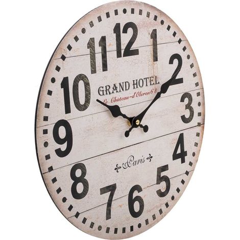 Reloj de pared de madera blanco D34x2h cm (1/5)
