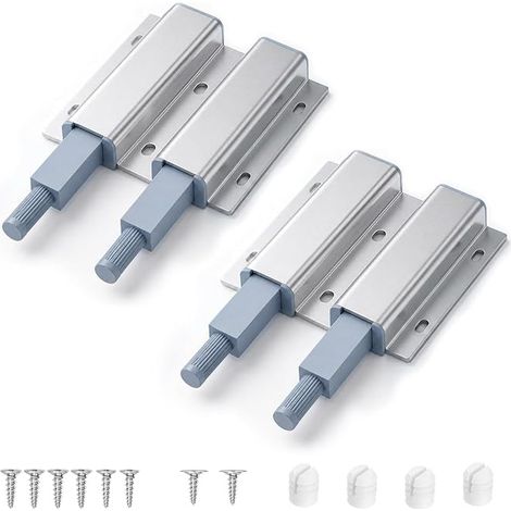 2PCS Push to Open Cupboard Door Pusher Magnetic Latches for Cabinet without Handles, Spring Loaded Opening System for Cupboard Doors and Drawers, Soft Close with Flexible Installation (1/2)