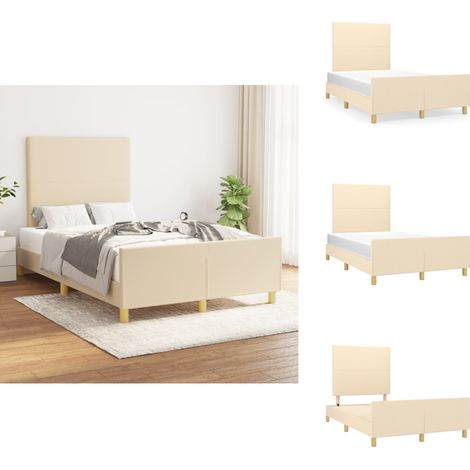 Bettgestell ohne Matratze Creme 120x200 cm Stoff - Bettgestell - Lattenrost - Kopfteil - Cremefarbenes Bett - Schlafzimmermöbel (1/5)
