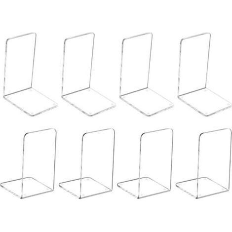Serre-livres en plastique acrylique, acrylique transparent antidérapant, serre-livres, organisateur, décoration d'étagère, papeterie décorative, cadeau (7,08 "x 4,72" 4 paires)