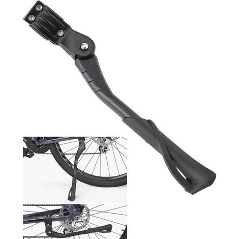 Soporte para bicicleta, Soporte lateral de aluminio para bicicleta, Soporte ajustable de 35 a 41 cm, motocicletas y bicicletas plegables, Negro (1/5)