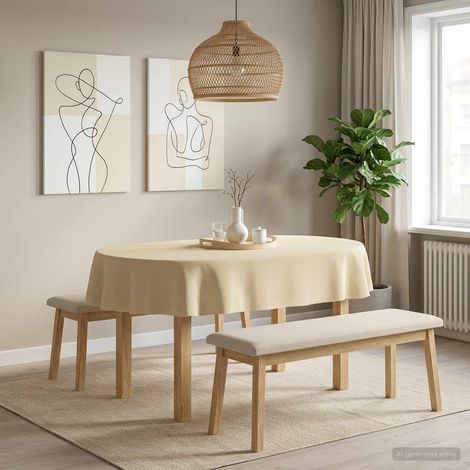 vidaXL Tissu de Table ovale Crème blanc 130 x 220 cm (1/4)
