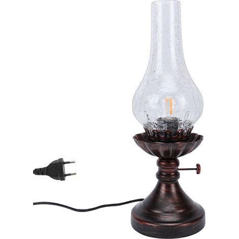 Lampe de Table Vintage avec abat-jour en verre craquelé 40W E27 E26, petite décoration rustique et Antique pour bureau, chevet, chambre à coucher de ferme