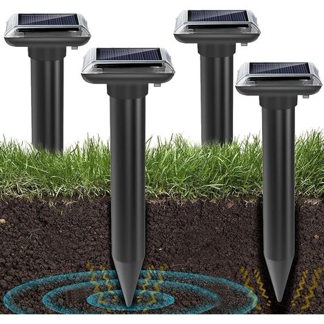 Repellente solare per talpe, repellente per talpe, repellente solare ultrasonico per talpe, repellente per serpenti (confezione da 4), repellente solare ultrasonico per talpe, scacchiera per talpe, re