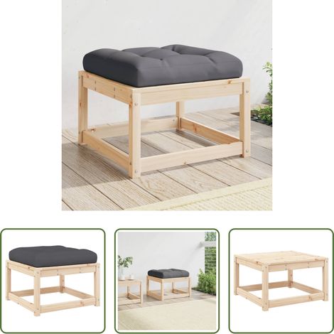 Bois de pin massif - Repose-pied de jardin avec coussins bois de pin massif (1/5)