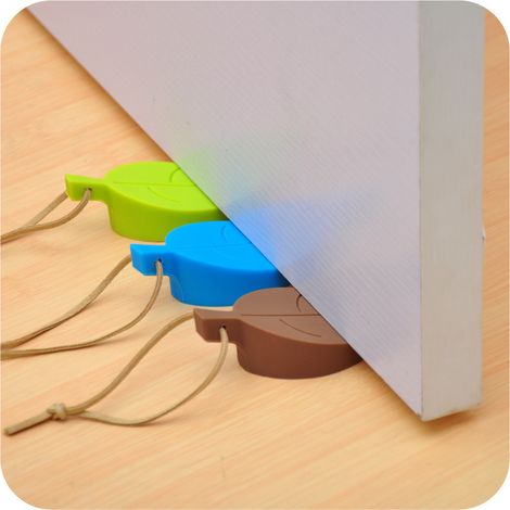 Butoir de porte en caoutchouc silicone en forme de feuille, bloque-porte pour enfants, anti-pliage, sécurité hôtelière, butoir de porte court suspendu (1/5)