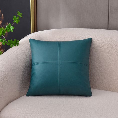 Housse De Coussin - 45x45 cm - Tissu Patchwork Polyester - Aspect Cuir - Imperméable - Pour Canapé Salon - 1 Pièce (1/5)