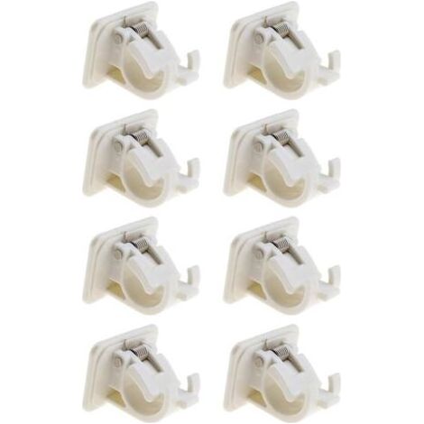 Kit de 8 supports réglables pour rideaux, stores, manteaux, décoration extérieure, loisirs créatifs et salle de bain – Fixation murale sans perçage, couleur blanc (1/4)