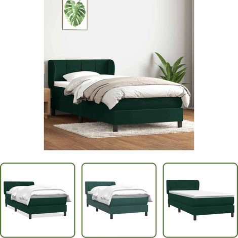 Matratze - Boxspringbett mit Matratze Dunkelgrün 80x220 cm Samt (1/5)