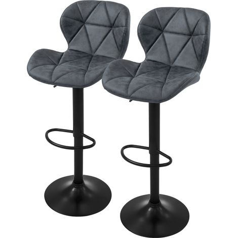 ML-Design Juego de 2x Taburetes de Bar Tapizados en Piel Sintética Antracita Sillas con Respaldo Ergonómico y Reposapiés Asiento Cómodo de Mostrador Regulable en Altura y Giratorio 360° (1/5)