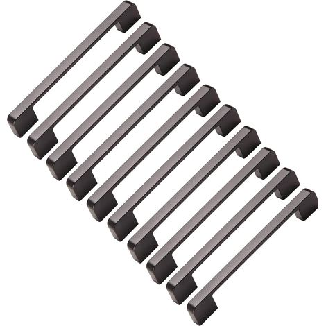 10 maniglie per mobili, interasse fori 224 mm - Maniglie nere per ante della cucina, maniglie a barra, maniglie nere per cucina, 224 mm