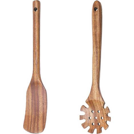 Cuillère À Soupe En Bois - Cuillère Percée En Bambou Pour Cuisinière - Usage Cuisine Intérieure - Lot De 2 (1/5)