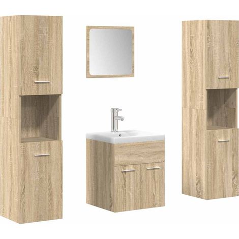 Maison Exclusive - 5-tlg. Badmöbel-Set Sonoma-Eiche Holzwerkstoff