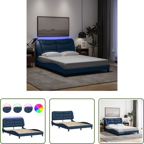 LED-Leuchten -  Bettgestell mit LED ohne Matratze "Hvar" Blau 140x200 cm Stoff (1/5)