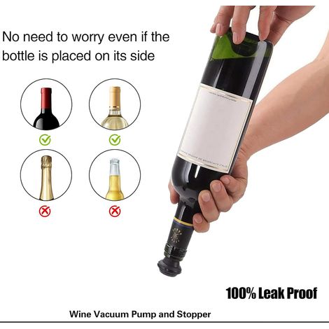 Set di 12 tappi riutilizzabili in gomma per bottiglie di vino e contenitori per la conservazione del vino, mantengono il vino fresco (nero, 12 pezzi) (1/4)