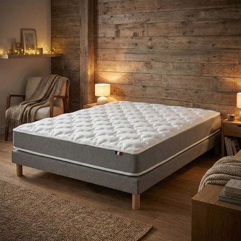 Ensemble matelas mousse haute résilience H16 sommier en kit 140x200cm gris (1/5)