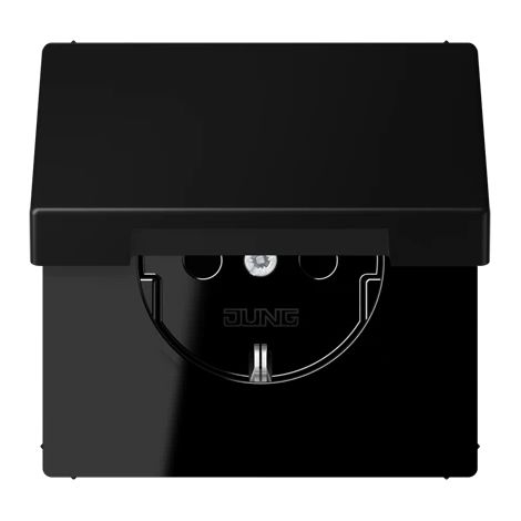 Jung Toma de corriente SCHUKO®, 16 A 250 V , tapa abatible, termoplástico lacado, serie LS, negro grafito mate LS 1520 BFKL SWM
