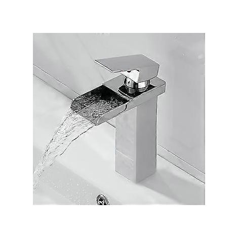 Wasserfall-Waschtischarmatur, schwarz, mit hohem Wasserfallauslauf, moderne Waschtischarmatur für Badezimmer, Einhebel-Mischbatterie aus Messing mit hohem Auslauf