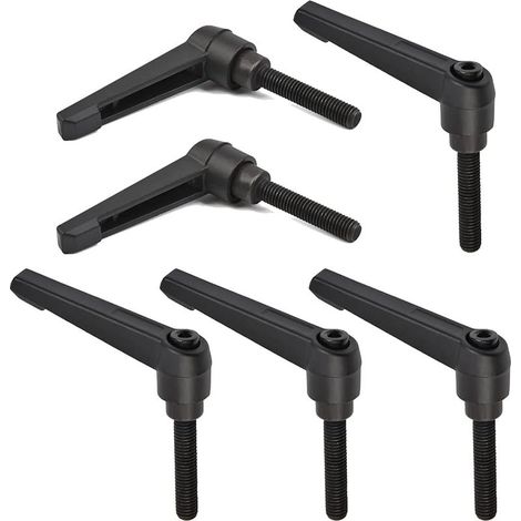 6 PCS Poignée de Levier de Serrage M8, Poignées Réglables 32MM de Machine de Poignée de Filetage Mâle en Acier Inoxydable M8 (Noir) (1/5)