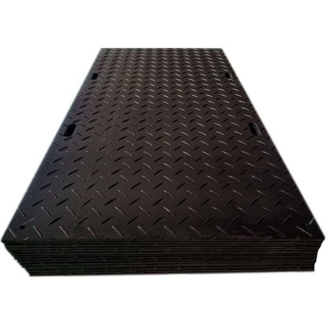 Plaque de roulage 2440x1220x10 mm en polyéthylène 80 tonnes Plaque antidérapante double face pour protection du sol Capacité 80 000 kg