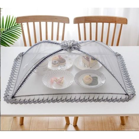 Cloche alimentaire en maille de qualité supérieure - 50 x 70 cm - Réutilisable et pliable - Pour pique-nique, extérieur - Protège les aliments contre les mouches, les insectes, les moustiques (1/4)