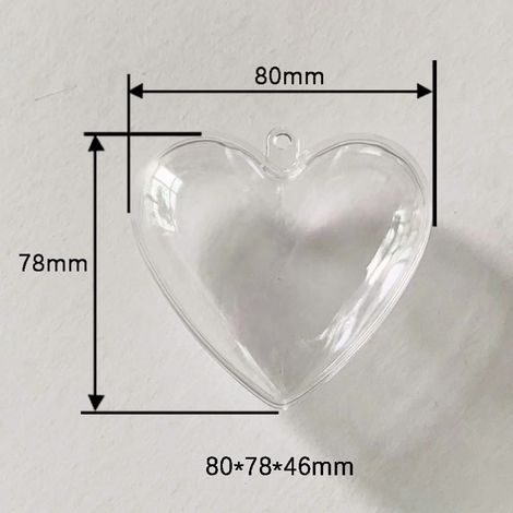 Boule Décorative - Forme De Cœur - En Plastique Transparent - Pour Décoration Festive Et Créations Artisanales - Lot De 1 (1/5)