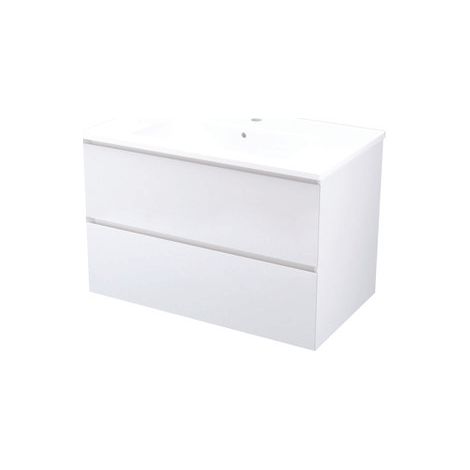 [JAMAIS UTILISE] ONDEE ZEN - Meuble de salle de bain à suspendre MAX - L80cm - Blanc - Mat - Livré monté (1/6)