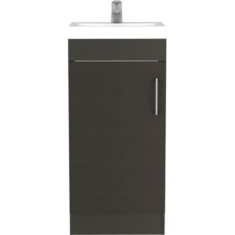 Mueble de Baño con Lavabo Madrid, con armario de almacenamiento , 88 cm X 40 cm X 33 cm , Negro (1/5)