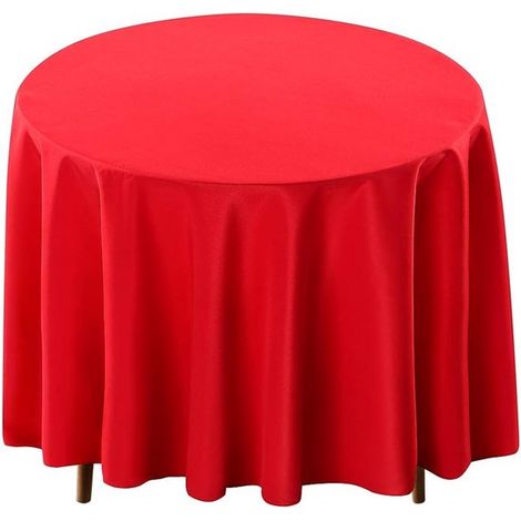 Nappe - Nappes de table à manger - Nappe ronde - Polyester - Lavable - Résistant à l'humidité et à la saleté - Intérieur et extérieur - Infroissable et convient pour 7 à 8 personnes - Dia 260 cm - Rou (1/5)