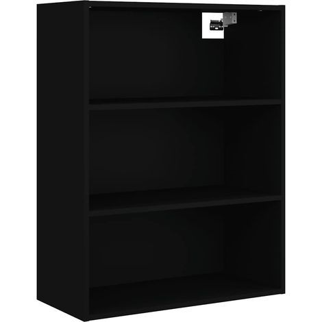 Armoire murale suspendue Design moderne, Armoire Etagère de rangement, Noir 69,5x32,5x90 cm OIB7973E (1/5)