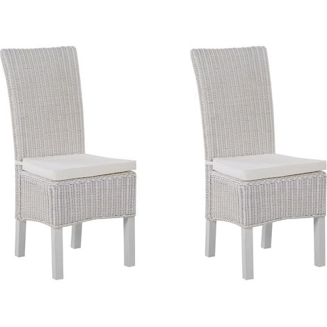 Set di 2 Sedie da Pranzo in Rattan a Schienale Alto Bianco Andes (1/5)