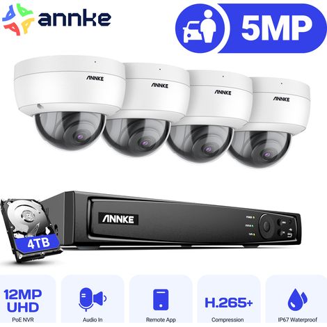 ANNKE 8 Channel PoE NVR Security System,EXIR 2.0 Night Vision,  IP67 Waterproof Outdoor Video Surveillance Kit  4×Cameras- 4TB HDD (1/5)