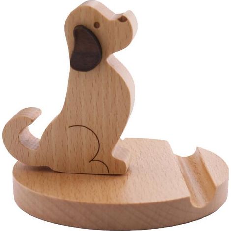 Handy- und Tablet-Ständer aus Holz – Rutschfester Tischständer aus Holz für Zuhause, Büro, Küche oder Schule – Handy-/Tablet-Halter aus Holz (Hund)