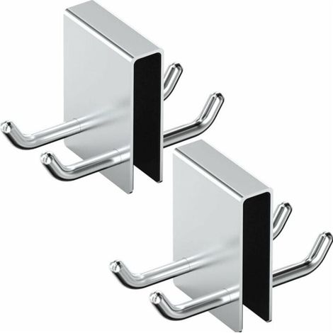 Duschhaken aus Edelstahl, 2er-Set Handtuchhaken mit Schwammschutz für 11–12 mm dickes Glas, silberfarben
